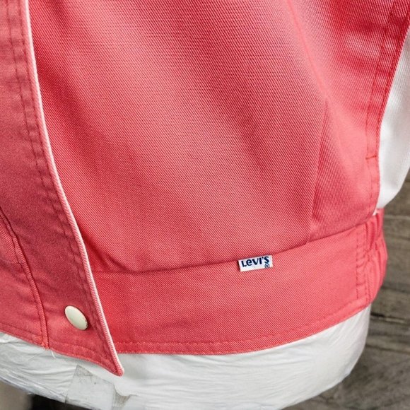 RARE VTG Y2K Women’s Levi’s 2 Tones Pink & White Bomber Jacket Sz Large Full Zip - Picture 7 of 11
